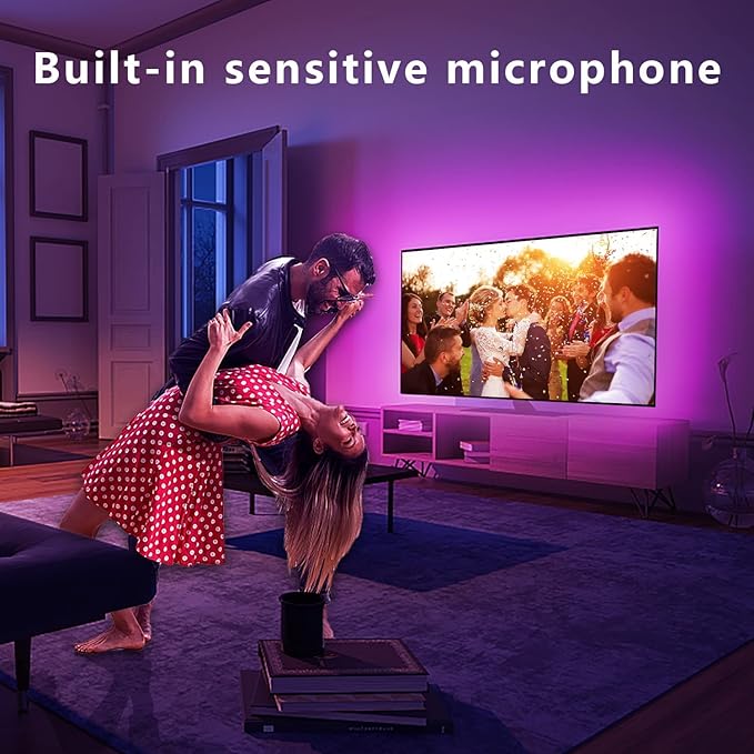 Dalattin LED Backlight, 16.4ft RGB USB Led Lights for 65-80 Inch TVs, Music Sync Bluetooth with Remote Control, Ambient Behind TV Led Lighting