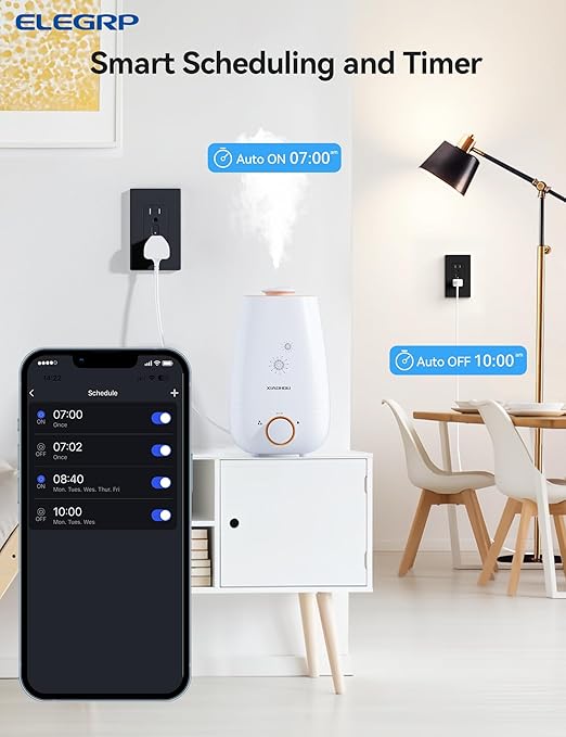 ELEGRP Smart in-Wall Outlet, 2.4GHz Wi-Fi Smart Receptacle Compatible with Alexa and Google Assistant, Tamper Resistant, 2 Individually Controlled Outlets, No Hub Required, UL Listed, Black, 6 Pack