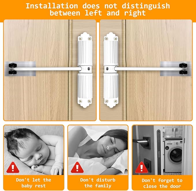Automatic Door Closer - Heavy Duty Automatic Safety Spring Door Closer, Adjustable Tension Spring Action, for Wooden Doors up to 140 lbs with, Installation Hardware (White)