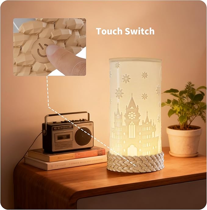 Rotatable Cordless Table Lamp, 3 Color Temperature Bedside Lamps with USB C Charging, Touch Control Rechargeable Battery Powered Nightstand Lamp for Bedroom, Nursery, Home Decor