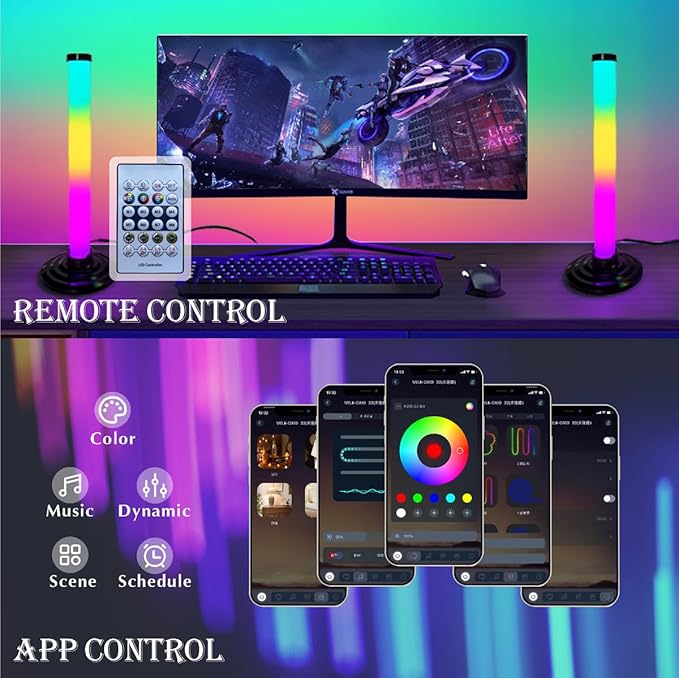 LED Light Bar, Music Sync RGB Light Bar, USB Ambient Lamp, Color Changing Gaming TV Backlight with App & Remote Control, 213 Dynamic Modes for Room Gaming Decoration