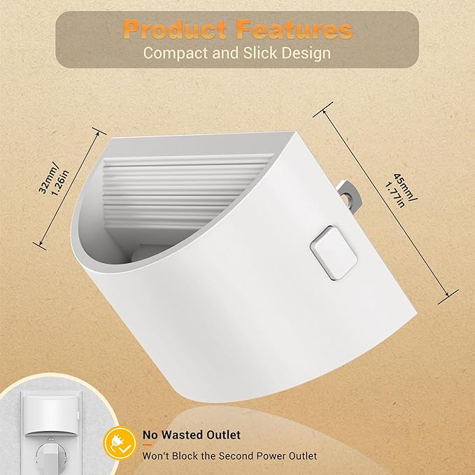 JandCase LED Night Lights Plug into Wall 2 Pack, Automatic Night Light, Dusk to Dawn Sensor Nightlight, 0-100LM Brightness Adjustable Nightlight for Kids Bedroom Hallway Kitchen