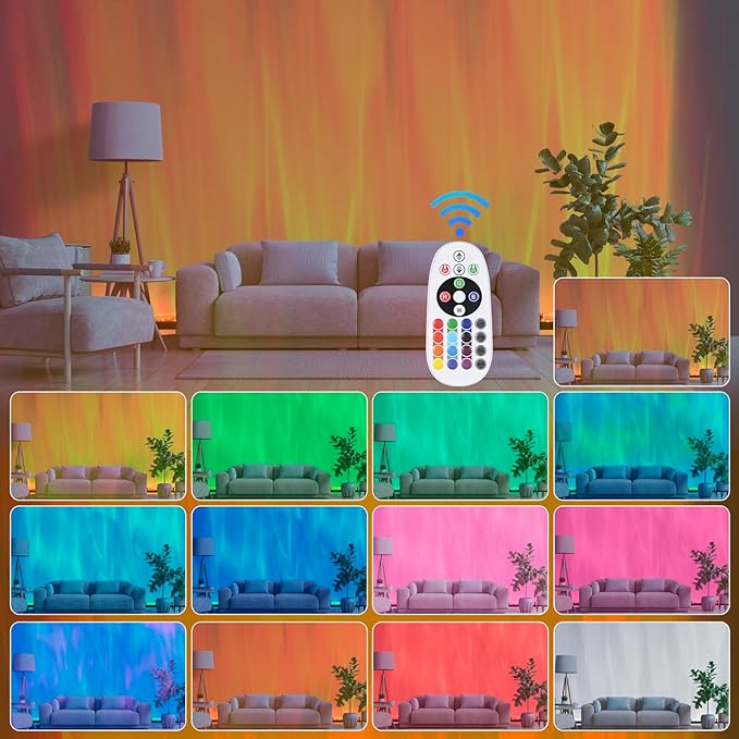24W RGBW LED Dynamic Wave Wall Light - Flowing Water & Aurora Visual Effects, Color Changing Wall Washer Lamp with Remote,Ideal for Living Room, Bedroom and Home Bar Decor,17inch