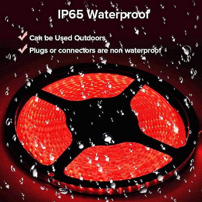 Pontoon Boat LED Strip Lights, 12V 32.8FT Red Waterproof Marine LED Light Boat Interior Light, Boats Deck Hull Gunnel Lights, Night Fishing Lighting for Bass, Jon, No Battery
