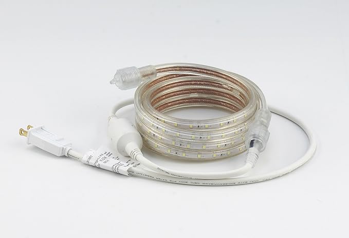 CBConcept UL Listed, 13 Feet, 1400 Lumen, 4000K Soft White, Dimmable, 110-120V AC Flexible Flat LED Strip Rope Light, 240 Units 3528 SMD LEDs, Indoor Outdoor Use, Accessories Included, Ready to use
