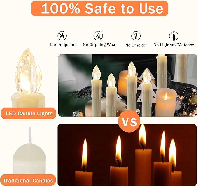Flameless LED Candle Sticks, 6pcs White Taper Candles with Remote for Party Wedding Decoration, 4inch
