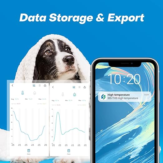INKBIRD WiFi Thermometer Hygrometer Monitor, Smart Temperature Humidity Sensor IBS-TH3 with App Notification Alert, 1 Year Data Storage Export, Remote Monitor for Greenhouse Wine Cellar Baby Room