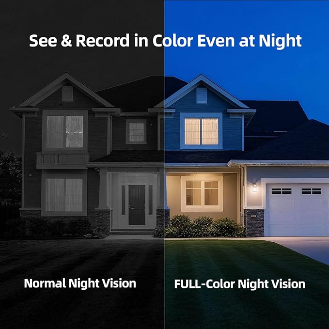 2.5K Wireless Home Security Cameras 4-Pack, Outdoor WiFi Non-Subscription AI Person Detection, 4MP Color Night Vision, Full Duplex 2-Way Audio, IP66 Waterproof Battery Powered, U.S. AWS Cloud