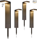 Solar Pathway Lights Outdoor 4Pack, 2 Color in 1 Motion Sensor Walkway Lights 400LM with Warm/Cool White, 12H Lasting, IP65 Waterproof Solar Powered Landscape Lighting for Garden, Yard