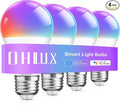 OHLUX Smart Light Bulbs, Color Changing LED Bulbs for Alexa and Google Assistant, 2.4GHz WiFi and Bluetooth with Music Sync, E26 A19, 120V, 4 Pack