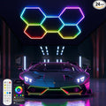 RGB Hexagon Garage Lights 240W - 356 Colors Mode w/Music Sync, 24 Pack Bright LED Honeycomb Panels for Garage, Barber, Home Theater, Game Room & Man Cave
