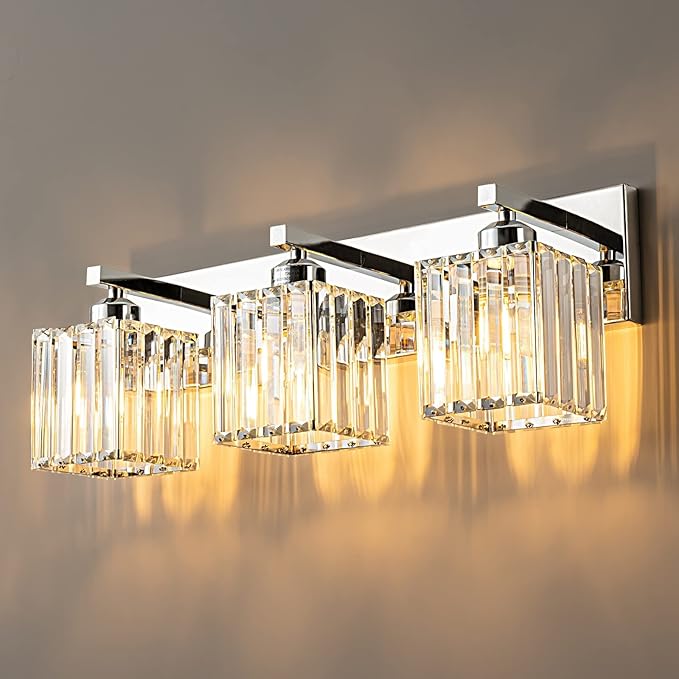BubbleGlassBallWallSconcesBathroomLightFixturedFinish,3-LightRibbedGlobesLamps,WallMountedVanityLightFixtureforBedsideStairwayHallwayPorch