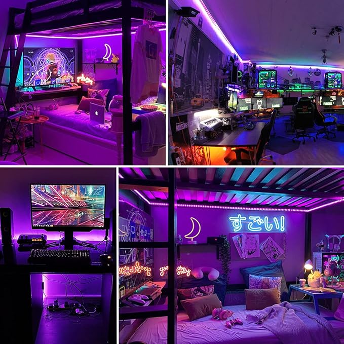 Black Light Strip, 79ft/24M Flexible LED Black Light with kit, 1440 Lamp Beads, 12V LED Light, Halloween Christmas Decoration, Non-Waterproof for Fluorescent Dance, Birthday, Glow Party