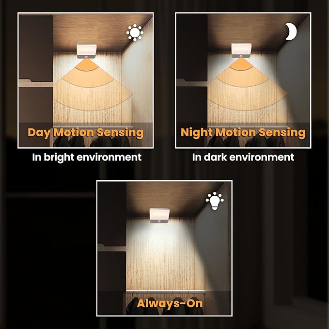 Motion Sensor Light Indoor Rechargeable, Battery Night Light 2000mAh, Motion Activated Night Lights Stick on 2 Pack, Dimmable Stair Lights for Bathroom, Hallway, Kitchen, Traveling, Cabinet