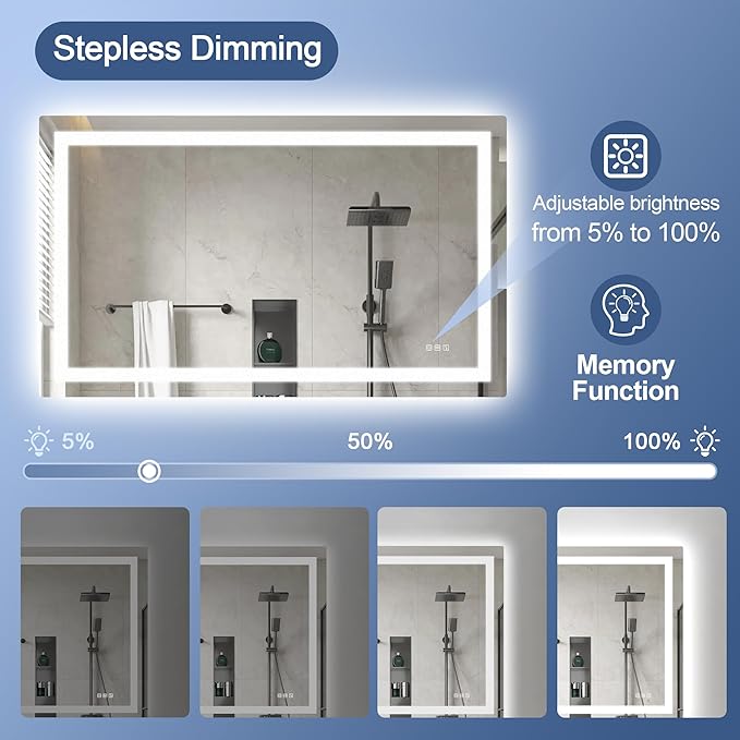 STARLEAD Led-Bathroom-Mirror-with-Lights, 24"X32" Wall-Mounted with 3 Colors Dimmable Light, Bluetooth Speaker, Anti-Fog, Memory, Tempered Glass, Front & Backlit (Horizontal/Vertical)