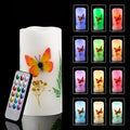 Flameless Candle with Remote Control, Battery Operated Led Light Electric Candles with Flickering Timer Dimmer Feature, Halloween Christmas Fall Home Decorations, 3 X 6 '' (Orange Butterfly Candle)
