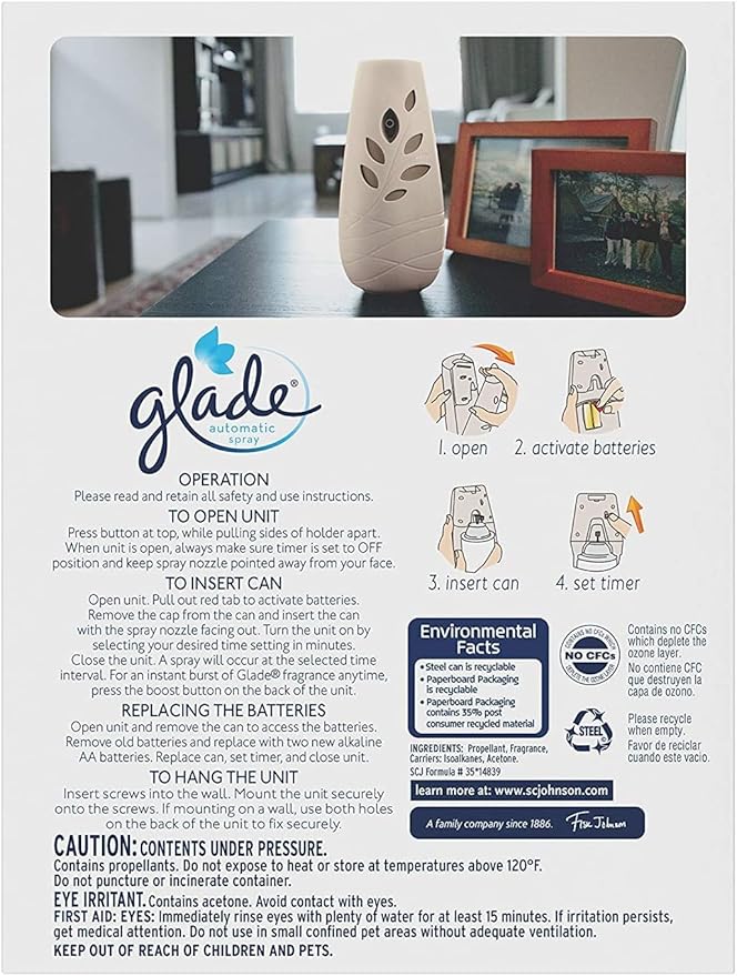 Glade Automatic Spray Air Freshener Hawaiian Breeze Starter 6.2 Ounce (Pack of 8)