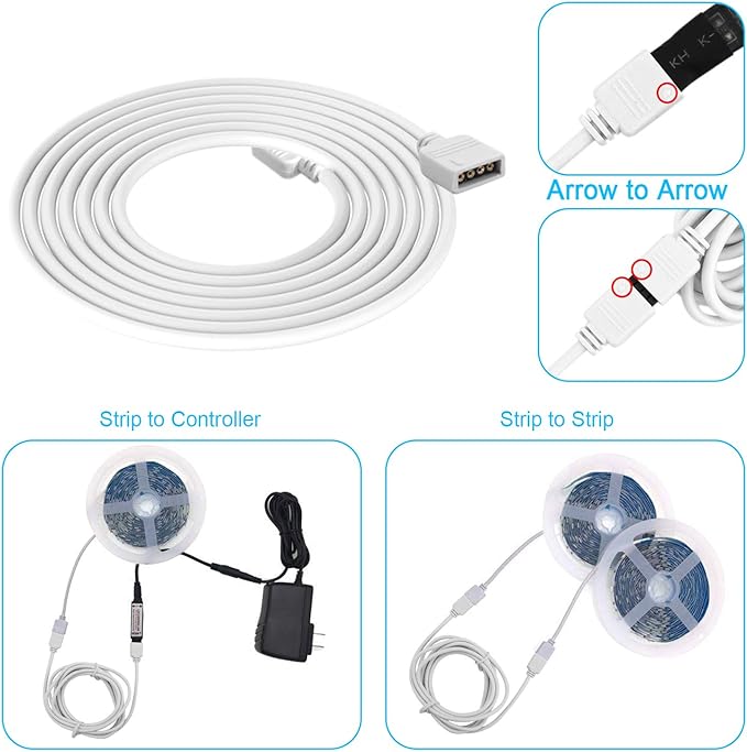 iCreating LED Strip Connector 4 Pin, RGB 5050 LED Light Connectors Kit Includes L Shape LED Connectors, 4Pin 10mm LED Light Strip Connectors for Controller Jumper