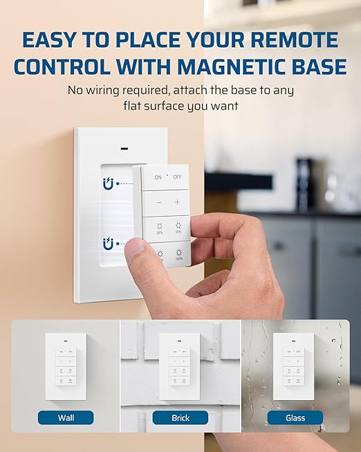 DEWENWILS Wireless Dimmer Plug for Indoor Home Lighting, Remote Control Dimmer Switch, 100FT Range, Plug-in Lamp Dimmer Switch for Dimmable LED/Tungsten Bulbs, ETL Listed,White