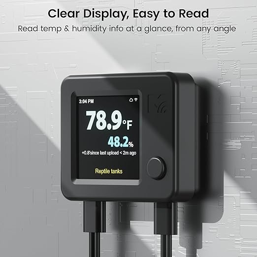 MOCREO WiFi Reptile Hygrometer Indoor Thermometer, Smart Humidity and Temperature Sensor, Remote Monitor with App & Email Alerts, 2-Year Free Data Export, 80DB Beep, for Greenhouse Incubator
