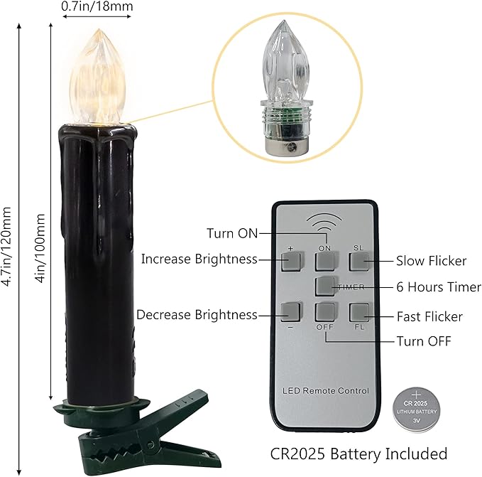 LED Candlesticks Short Taper Candle, 4inches Battery Operated Chandelier Halloween Black Flameless Candles Mini Remote Candle Sticks for Harry Potter Party Home Decor,10pcs-BL