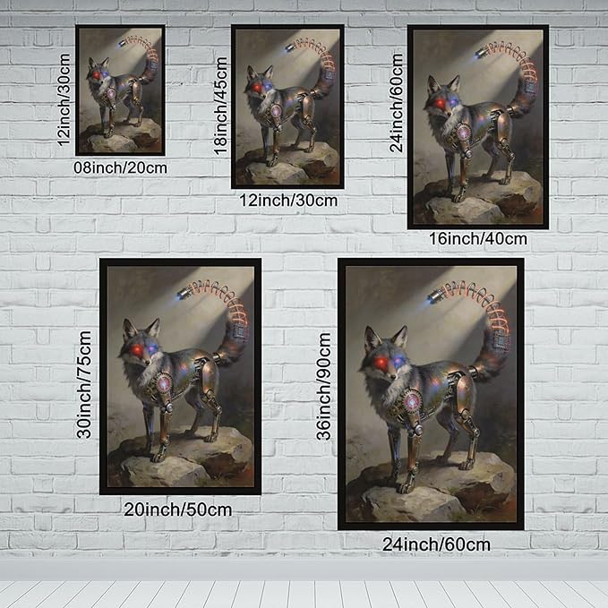 Framed Steampunk Fantasy Wall Art for Modern Living Room TV Wall Futuristic Industrial Style Decor Statement Artwork 20x30in