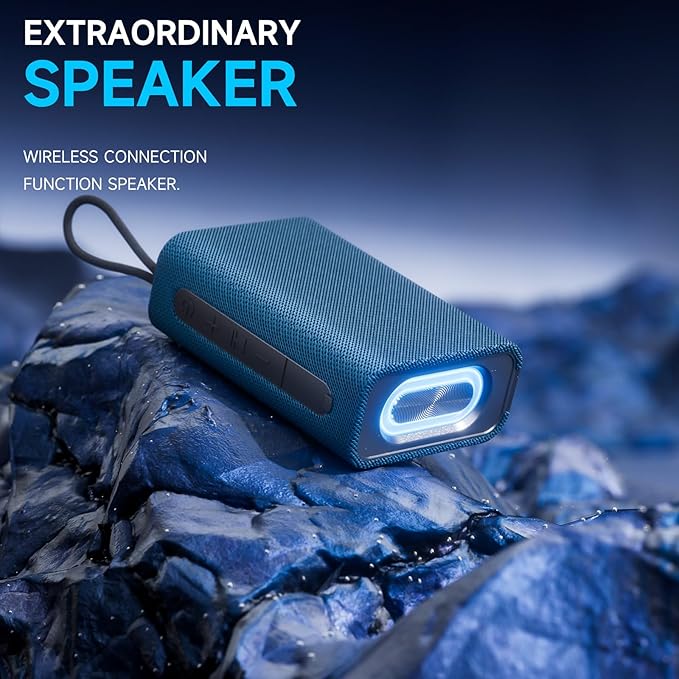 PEICHENG Speaker, Portable Wireless Bluetooth Speakers, Waterproof Loud Stereo Sound with RGB Lights TWS Long Playtime for Home/Party/Outdoor, Electronic Gadget (Blue)