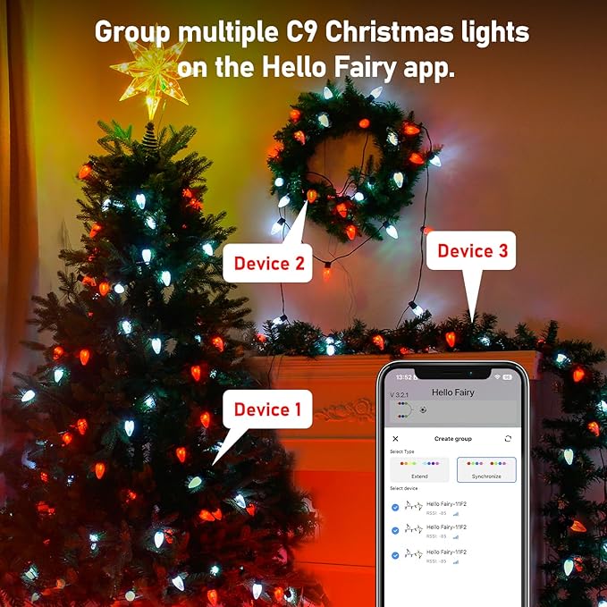 Smart C9 LED Christmas Lights Outdoor, 118 FT 150 LED C9 String Lights App Control 105+ Modes Waterproof Connectable RGB Color Changing Christmas Tree Lights for Outside Roofline Patio Home Xmas Decor