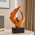FJS Home Decor Modern Art Statue Decor, Coffee Table Bookshelf Shelf Decor Accents, Abstract Swirl-Shaped Sculpture Decorations for Dining Room Living Room Office (Orange)