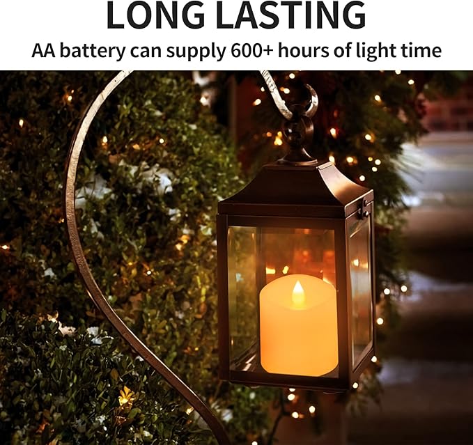 3x3 Flameless Candles Set of 1, 2AA Battery Life 600 Hours Battery Candles Flickering with Timer, 3 inch Flameless Candles with Remote for Indoor/Outdoor, White
