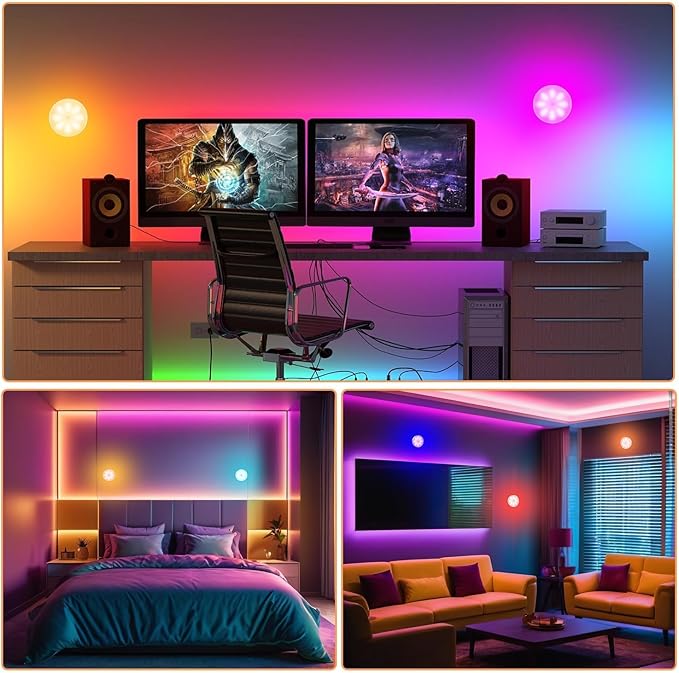 LED Under Cabinet Lights, Motion Sensor Lights Indoor with Remote, 1000 mAh Rechargeable, 3 Color Temps & 10 RGB Dimmable Puck Light, Closet Lights Night Light for Kitchen, Hallway (3 Packs)