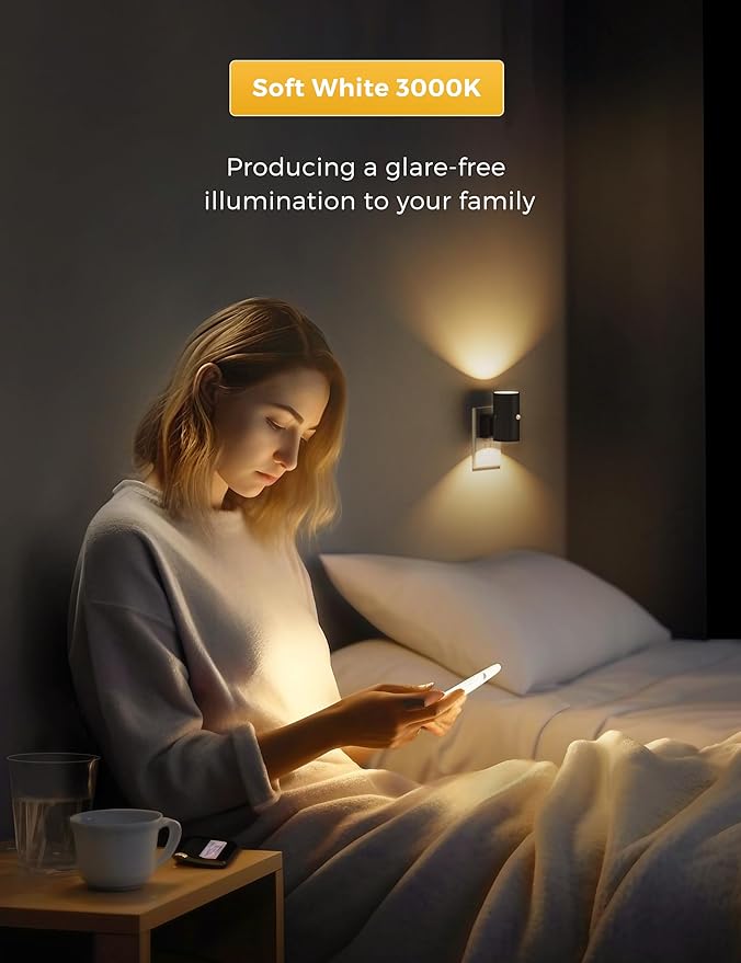 L LOHAS LED Motion Sensor Night Light Plug in, Motion Activated Night Light, 0-100LM Dimmable, 3000K Soft White, Motion Sensor Light Indoor for Bathroom Hallway Bedroom Stairway Kids Elderly, 2 Pack