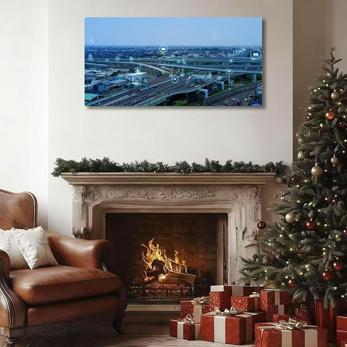 Wibinuki Wall Art Wall Decor Wall Paintings Transportion and technology ITS (Intelligent Transport Systems). for Living Room Bedroom Bathroom Home Decor Can Be Hung Directly 20"x 40"