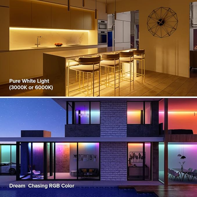 BTF-LIGHTING WS2814 IC RGBW RGB+Cool White (Similar WS2812B) Addressable DC24V 16.4FT 60LED/m 10pixel/m Flexible 4 Colors in 1 Dream Color LED Strip IP67 for Home Decor (No Adapter or Controller)