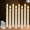 8PCS Flameless Flickering Taper Candles with 2 Remote Control and Timer, 8 Inch 3D Wick Floating Flickering Flame, Battery Operated LED Window Candle Lights, Christmas Home Wedding Decor (Ivory)