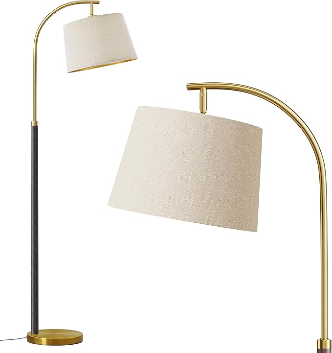 63" Wood Floor Lamps for Living Room with Foot Switch Arc Tall Standing Lamp for Bedroom Mid Century Modern Corner Gold Floor Lamps for Office Nursery Industrial Reading Lamp, Wood Black