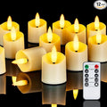 Homemory 12Pack 400+ Hour Remote Control Candles, 2/4/6/8H Timer LED Votive Candles, Battery Operated Tea Lights in Warm White for Outdoor, Table, Wedding, Christmas (Ivory, Batteries Included)