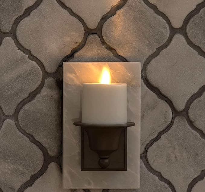 Luminara Flameless Candle Nightlight w/Dusk to Dawn Light Dark Auto Sensor, Bronze Wall Plug Indoor Night LED Light w/Real-Flame Effect Technology, Bathroom Bedroom Hallway, No Remote Needed