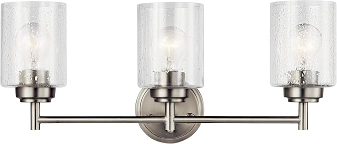 Kichler Winslow 21.5" Vanity Light in Brushed Nickel, 3-Light Transitional Bathroom Light with Clear Seeded Glass. (21.5" W x 9.25" H), 45886NI
