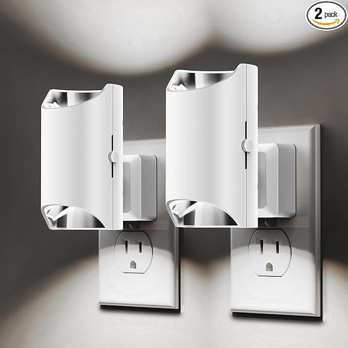 L LOHAS LED Night Light, Night Lights Plug into Wall, 5000K Daylight White, Dimmable Night Light 0-100LM with Light Sensor, Plug in Night Light for Hallway Bathroom Kitchen, 2 Pack