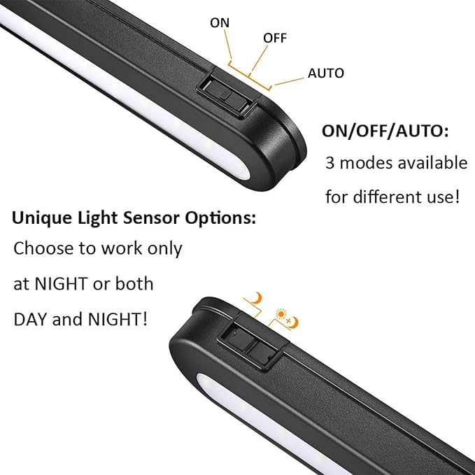 T01LB LED Closet Light - BLS Super Bright 20 LED Under Cabinet Lighting Battery Powered/DC Input Wireless Motion Sensing Light, Motion & Light Sensor, Light Beam Adjustable, Black(2 Pack)