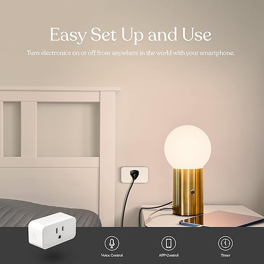 Brightech Indoor Wi-Fi Smart Plug - Alexa, Echo, Google Home Compatible, No Hub Required - Timer and Schedule Function - Max Power 1200W - 2.4 Ghz Network Only