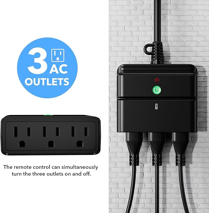 BN-LINK Outdoor Mechanical Timer with Wireless Remote Control Outlet Timer