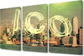 TUMOVO 3 Panel Crypto Currency Paintings Canvas Wall Art Concept of Blockchain and Bitcoin Posters and Prints Pictures Canvas Paintings Wall Decor for Living Room Framed Ready to Hang (36" Wx24 H)