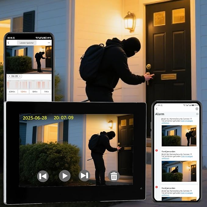1080p Video Doorbell intercom withMonitor System, WiFi Video Intercom 1080FHD Metal Camera, 7 inch Two Monitor with32GB Card, Tuya APP, Two-Way Audio,Detection, Unlock for Single-Family Home