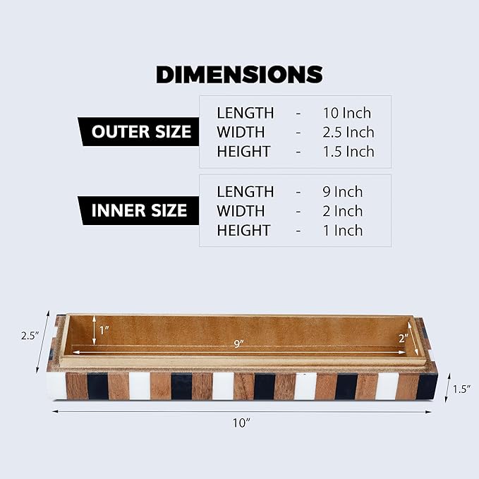 Handicrafts Home Slim Decorative Storage Box with Lid Wooden Entryway Organizer Key Holder Box for Hallway Console Table – Natural Wood Resin Inlay Marquet Cosmo Collection- 10x2.5x1.5
