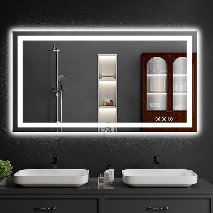 30"x48" LED Bathroom Mirror with Lights, Dimmable，Anti-Fog，Bathroom Vanity Mirror for Wall, Backlit + Front Lit, Memory Function, Shatter-Proof, Tempered Glass