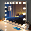 Kottova Vanity Mirror with Lights, 23"x18.1" Lighted Makeup Mirror with 15 Dimmable LED Bulbs, Hollywood Mirror with 3 Color Lightings, USB Charging Port Touch Control, Metal Frame,Plug in (White)