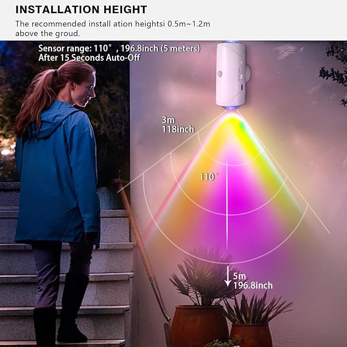 LED Wall Mounted Lights 2 Pcs,Battery Operated Wall Sconce with Motion Sensor, Up/Down Lighting Design 1500mAh Rechargeable Cordless Wall Lights for Indoor Bedroom Hallway (White)