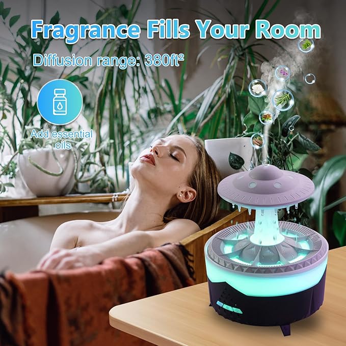 Essential Oils Diffusers for Home 350ml, Aromatherapy Diffusers for Essential Oils Large Room with R/C, 7 Color & 3 Lighting, Cool Mist Humidifiers for Bedroom & 3 Timers Office Yoga Black